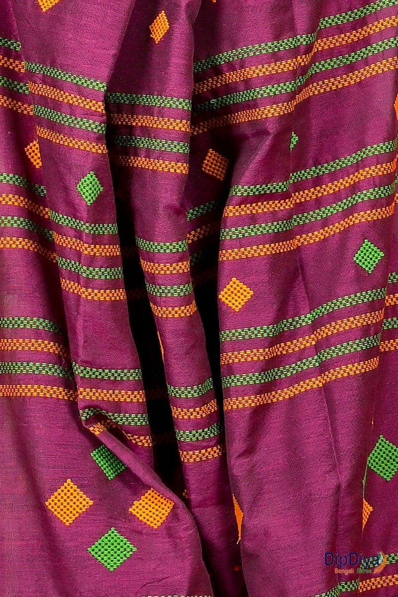 Purple Cotton Blended Parnika Hand Loom Saree (395)